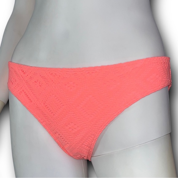 AERIE Coral Peach Pink Eyelet Scoop 2 Piece Bikini Swimsuit Set Top & Bottom M L - Picture 4 of 8